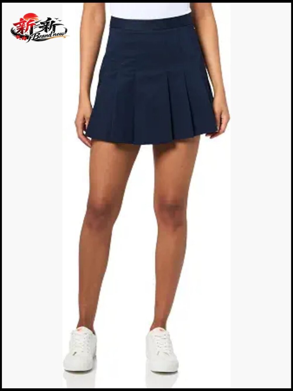 Cotton Gabardine Short Pleated Skirt with Iconic Crocodile Emblem
